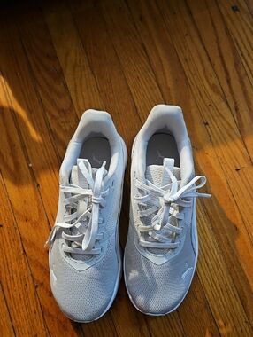 Puma White Mesh Lace-Up Sneakers